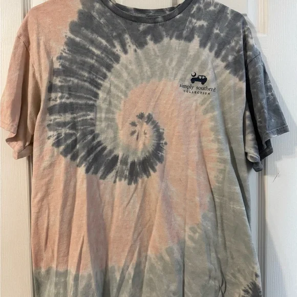 Simply Southern Tie-Dye Short Sleeve Tee - Pink & Gray - Picture 1 of 6